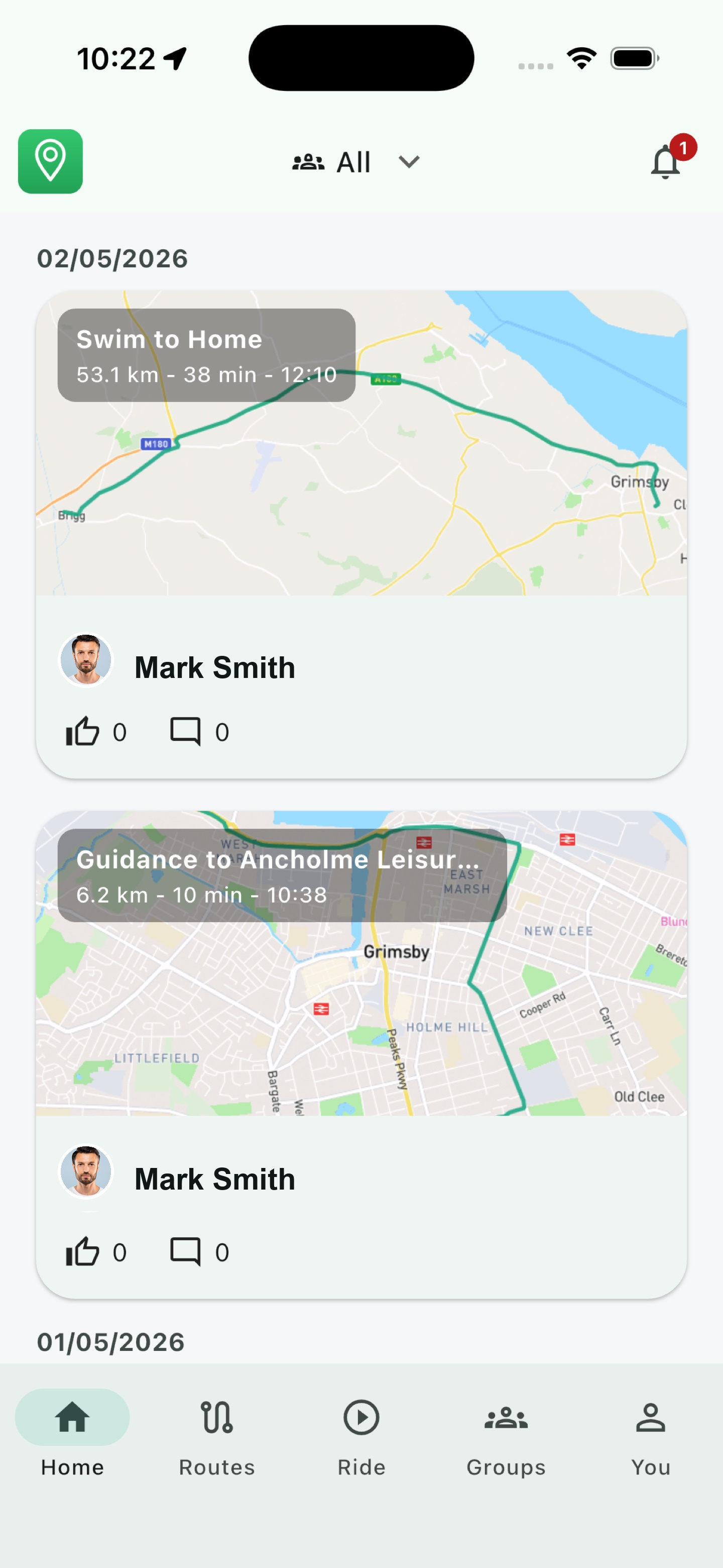 WayForge joint ride live navigation screen