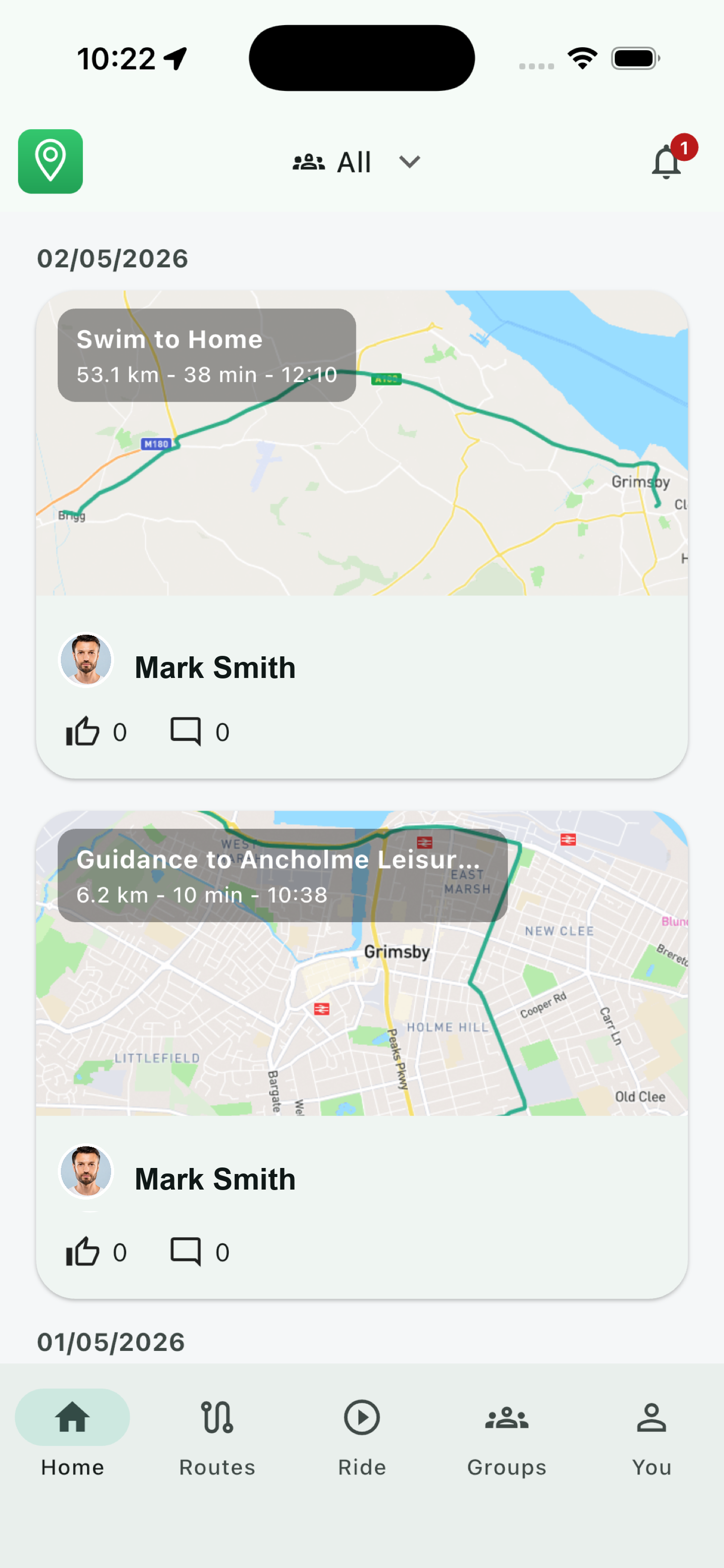 WayForge privacy defaults and feed screenshot